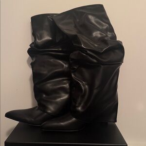 Black Slouchy Knee-High Boots